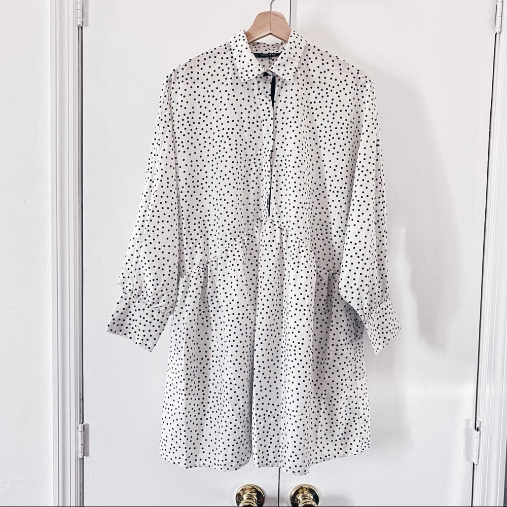 Polka Dot Shirt Dress M